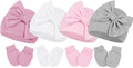 Newborn Baby Girl Hats and Mittens Set, Hospital Hat, Bow Beanie Infant Gift by CenturyStar