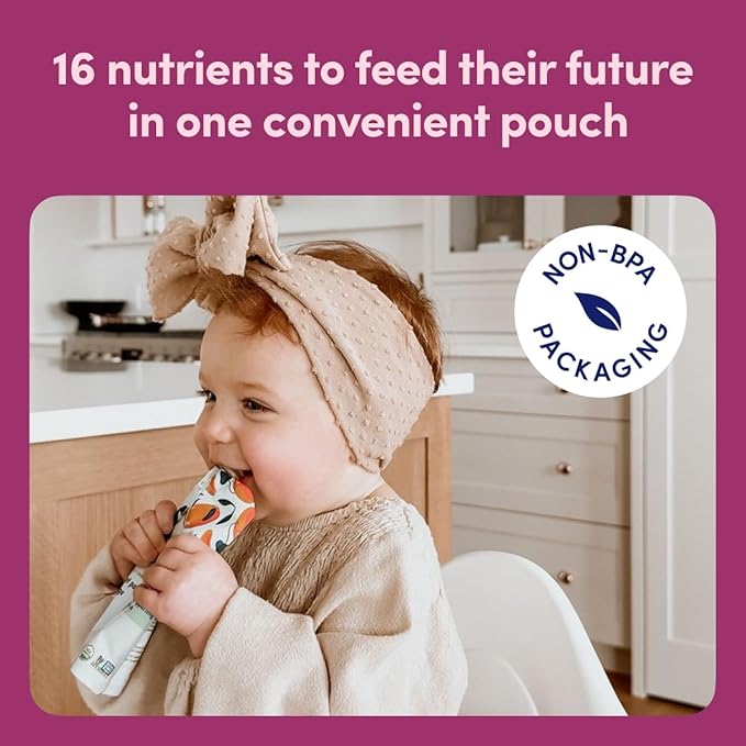 Cerebelly Organic Baby Food Pouches, Beet Carrot Blueberry Purees, 16 Nutrients, No Added Sugar, Fiber & Non-GMO, 4oz, 12 Pack