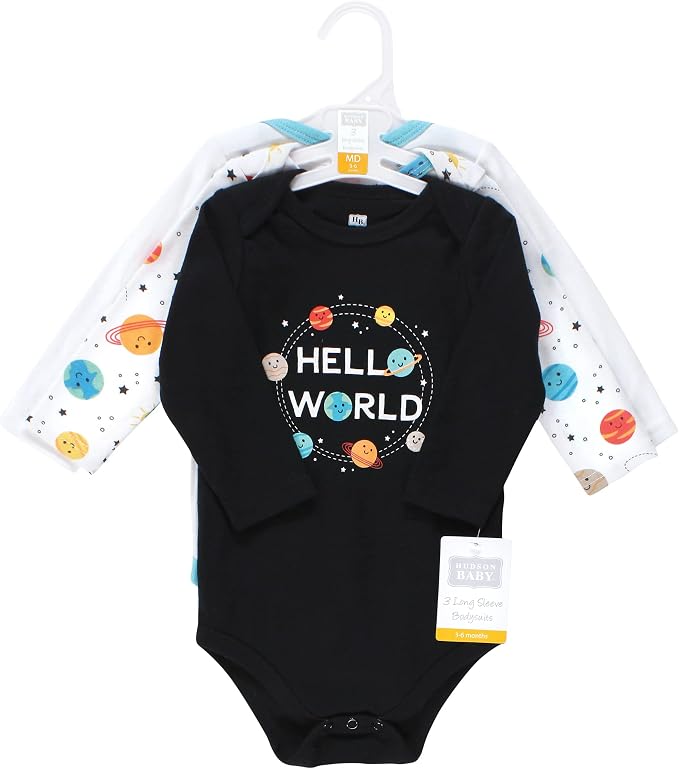 Hudson Baby baby-boys Cotton Long-sleeve Bodysuits 3-pack - Image 2
