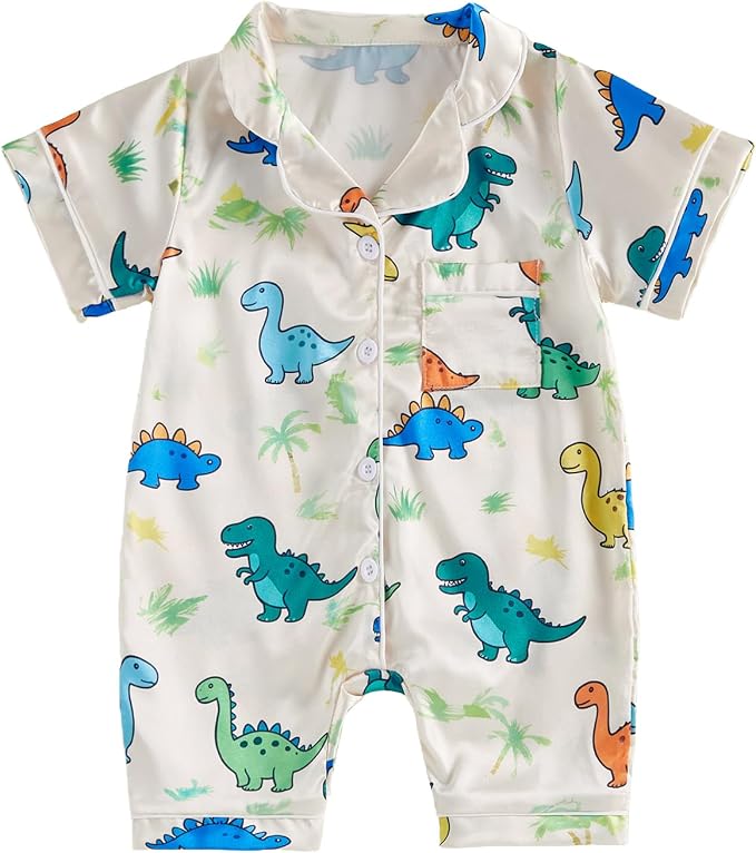 Kuriozud Baby Girl Boy Romper Pajamas Onesie Short Sleeve Button Down Pjs by Kuriozud
