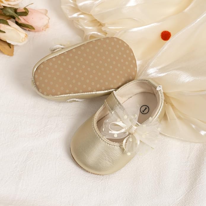 Meckior Infant Baby Girls Soft Sole Bowknot Princess Wedding Dress Mary Jane - Image 6