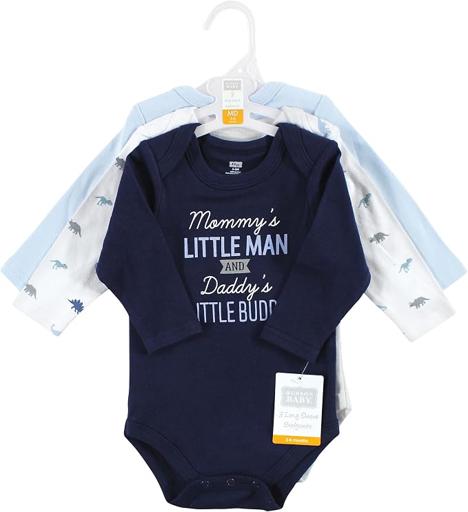 Hudson Baby baby-boys Cotton Long-sleeve Bodysuits 3-pack - Image 2