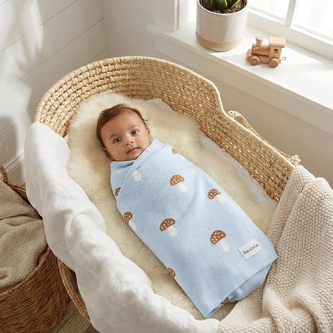 Mushroom Baby Blanket for Boys 100% Cotton Buttery Soft Cozy Receiving Swaddle - Image 7