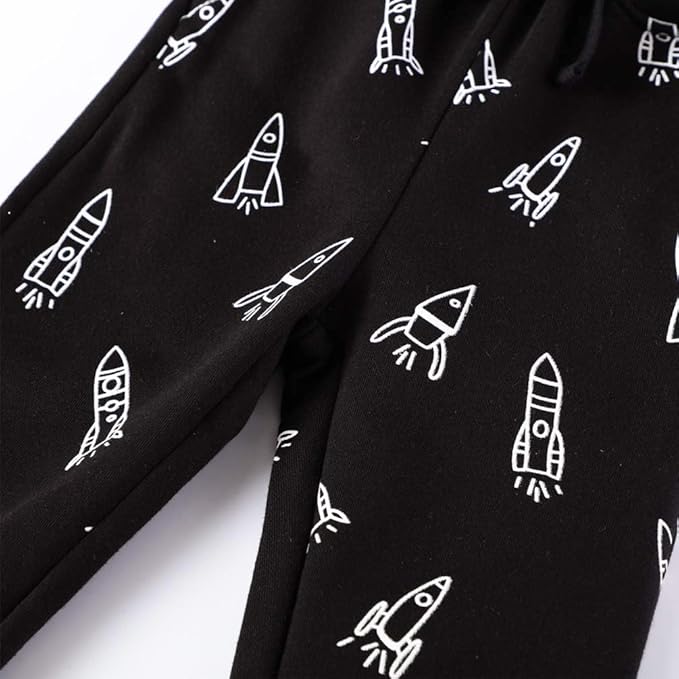 LOKTARC 2 Pack Boys Drawstring Sweatpants Cute Pattern Cotton Sport Jogger Pants