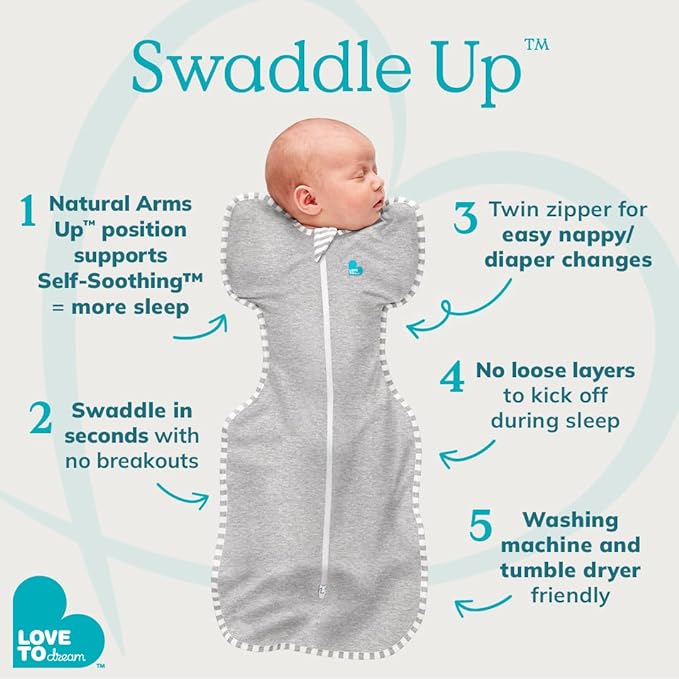 Love to Dream Swaddle UP, Sleep Sack 0-3 Months, Self-Soothing, Improves Sleep, Snug Fit Helps Calm Startle Reflex, Baby Essentials Must Haves Newborn, 1.0 TOG, 13-19 lbs, Oatmeal
