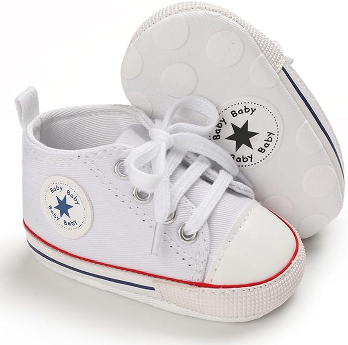 Unisex Baby Girls Boys Canvas High-top Shoes, Newborn Infant Anti-Slip Soft - Image 2