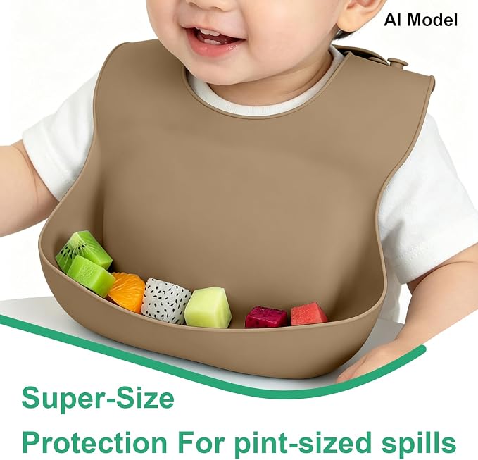 Set of 3 Silicone Bibs for Babies Toddler, Soft Adjustable Bibs for Baby Girl - Image 6