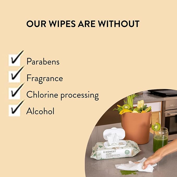 The Honest Company Clean Conscious Multi-Use Wipes, Unscented Hypoallergenic Baby Wipes for Sensitive Skin, 99% Water Plant-Based Compostable Wipes, Geo Mood, 576 Count