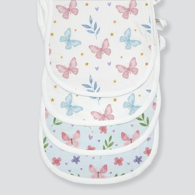 6 Pack （3×2） Butterfly Baby Burp Cloths, 20x10 Contoured Burp Rags - Image 5