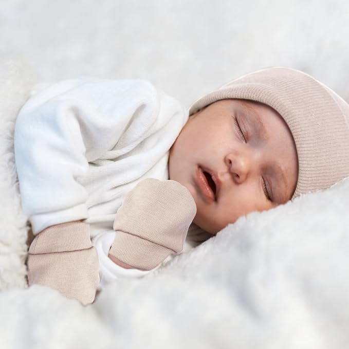 AQOKKA Newborn Baby Mittens No Scratch Cotton Elastic Wrist Gloves Infant - Image 4