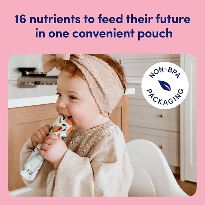 Cerebelly Organic Baby Food Pouches, Spinach Apple Sweet Potato Purees, 16 Nutrients, No Added Sugar, Fiber & Non-GMO, 4oz, 12 Pack