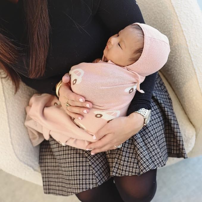 Knit Baby Blanket for Girls and Boys 100% Cotton Buttery Soft Cozy Receiving - Image 2