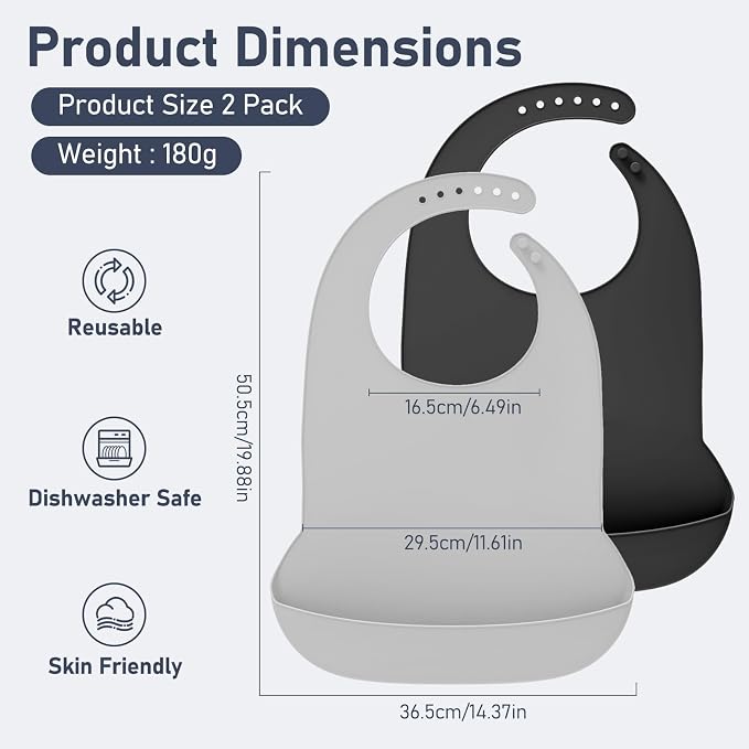 Adult Silicone Bibs | Adjustable Waterproof Clothing Protector - Image 3
