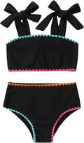 YOUNGER TREE Toddler Girls Two Pieces Swimsuit Color Block Stripe Swimwear Summer Beach Bathing Suit 18M-5T