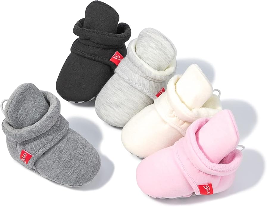 Babelvit Newborn Baby Boy Girl Soft Fleece Booties Stay On Infant Slippers - Image 3