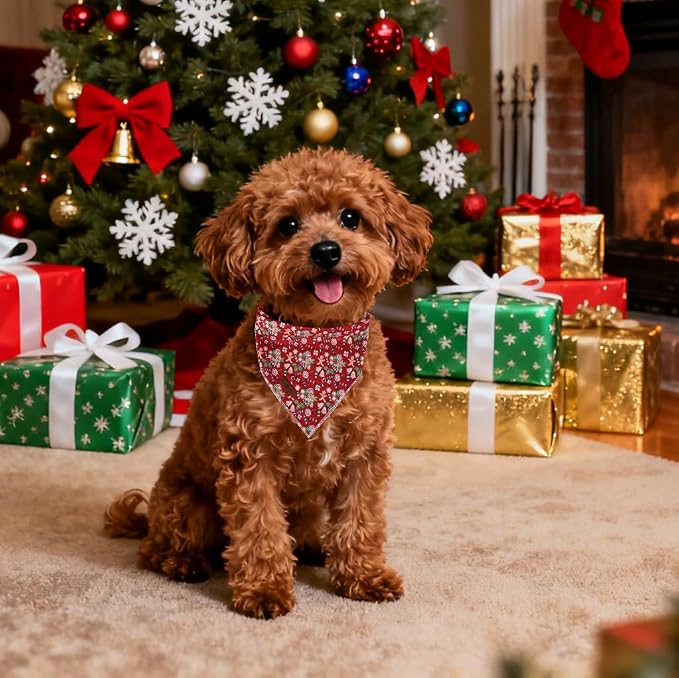 lionet paws Christmas Dog Bandana, Christmas Gingerbread Man Fabric Dogs - Image 3