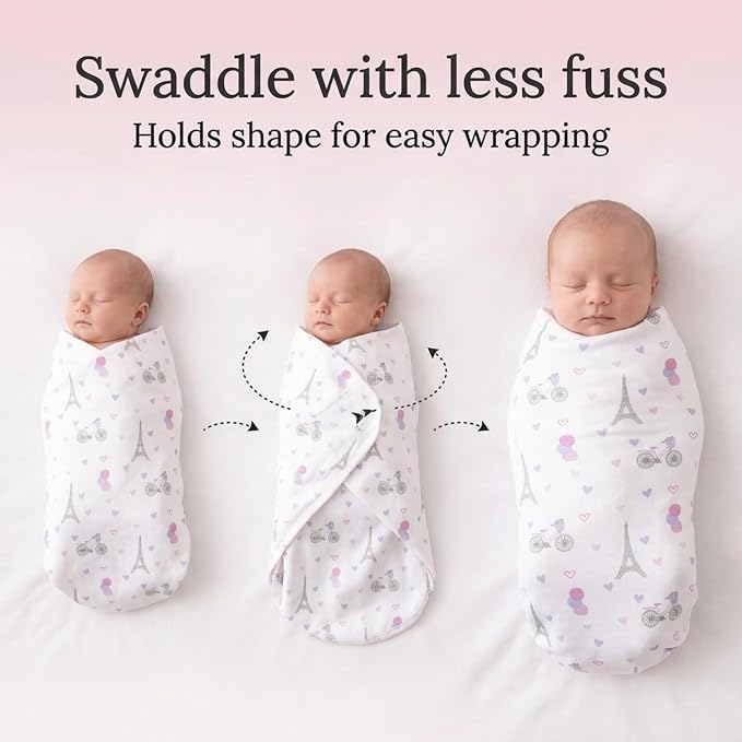 EVERYDAY KIDS 4 Pack of Soft Flannel Receiving Baby Blanket Set - Image 7