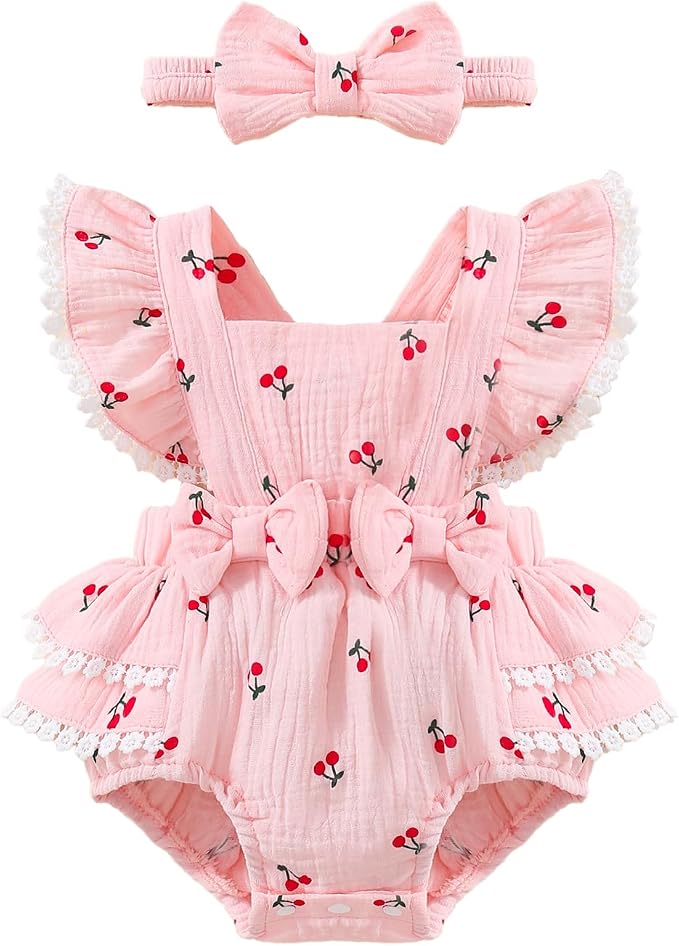 Baby Girl Summer Clothes Infant Girls Romper Dress | Ruffle Sleeve, Cotton Linen by Megeoly