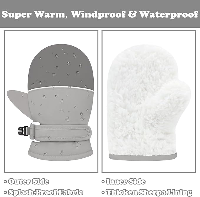 Sarfel Toddler Mittens Waterproof Toddler Gloves Baby Winter Mittens Toddler - Image 2