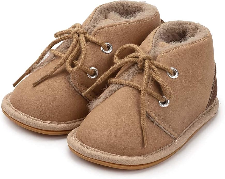 Baby Boys Girls Booties Fleece Anti-Slip Soft Sole Boots Toddler First Walker - Image 3