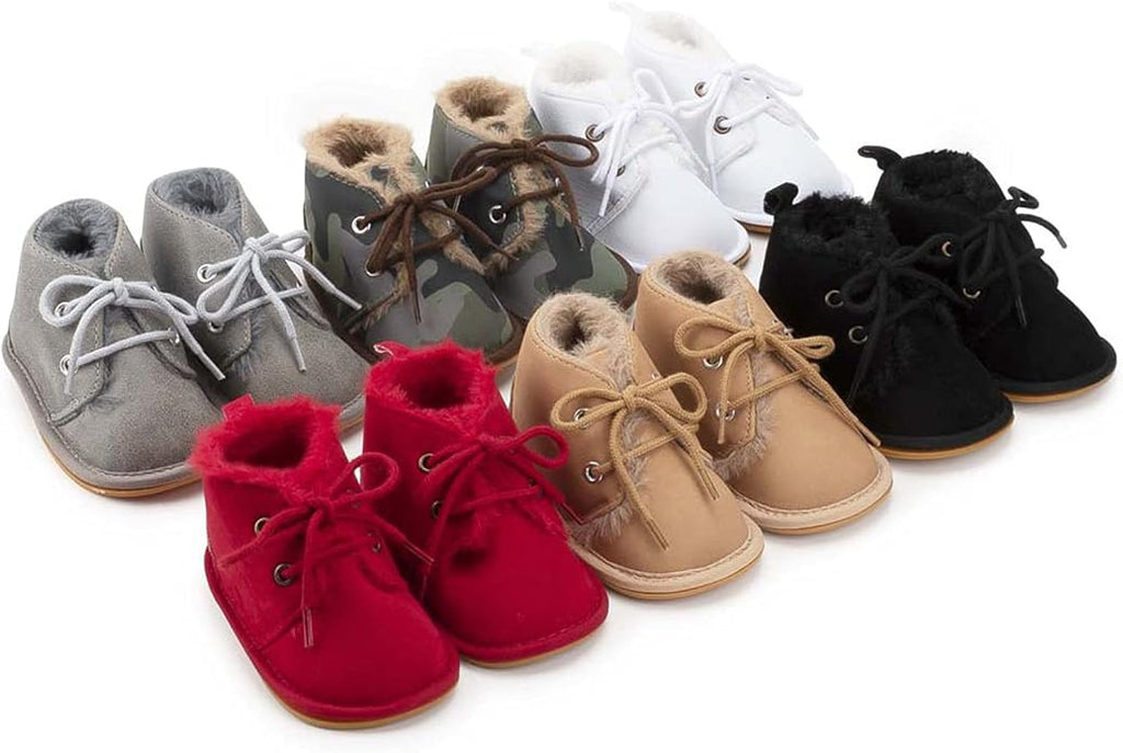 Baby Boys Girls Booties Fleece Anti-Slip Soft Sole Boots Toddler First Walker - Image 6