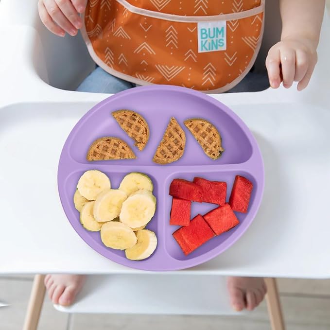Vicloon Suction Plates, 2 Pcs Baby Toddler Plate, 100% Food Grade Silicone BPA Free Baby Plates, Divided Plate Design, Silicone Grip Dish Microwave & Dishwasher Safe
