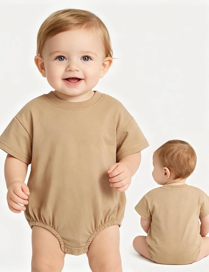 Baby Bubble Onesie Romper 100% Organic Cotton Clothes Short Sleeve Summer Solid - Image 2