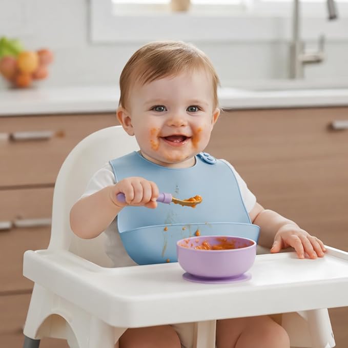 PandaEar 5 Pack Waterproof Silicone Baby Bibs| Super Thin Light Weight Feeding - Image 2