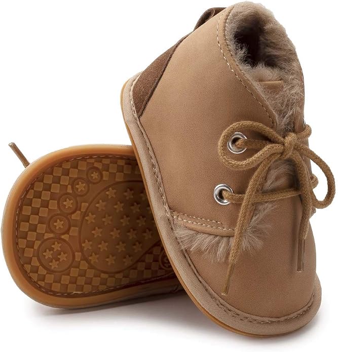Baby Boys Girls Booties Fleece Anti-Slip Soft Sole Boots Toddler First Walker - Image 4