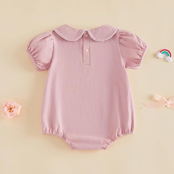 Baby Boy Girl Bubble Romper Short Sleeve Collar Summer Bodysuit - Image 3