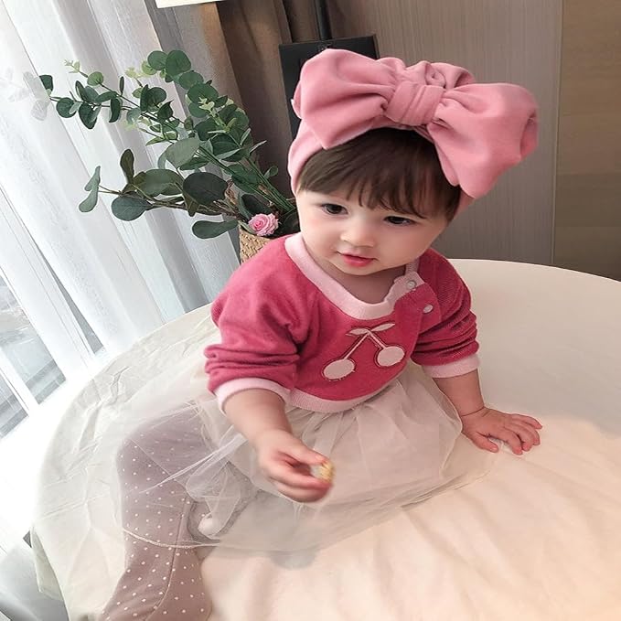 Baby Girls Hair Bow Turban Hat 6PCS Set, Top Bowknot Head Wrap Beanie India Caps - Image 5