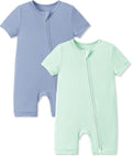 PATPAT Baby Boy and Girl Bamboo Viscose 2-Pack Romper | 2-Way Zipper, Soft and by PATPAT
