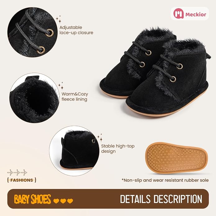 Meckior Baby Booties Newborn Infant Unisex Baby Girls Boys Velvet Rubber - Image 5