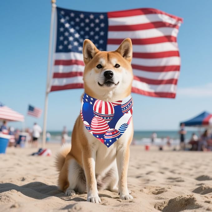 4th of July Dog Bandanas for Medium Dogs 7 Pcs Hemming Seam Edge Patriotic Dogs - Image 8