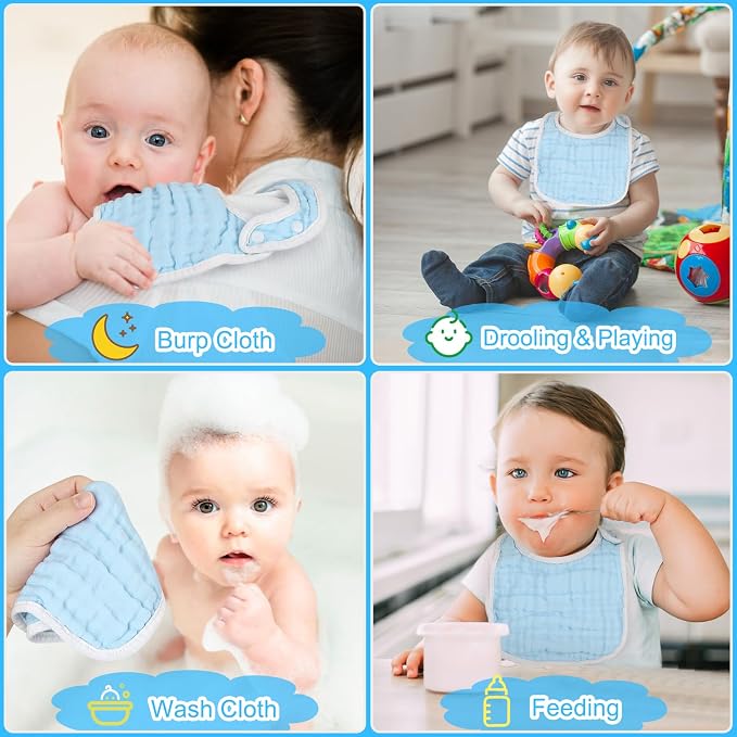 Accmor Muslin Baby Bibs, 6 Pack Soft Cotton Baby Bandana Drool Bibs - Image 6