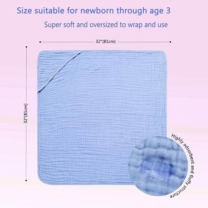Muslin Hooded Baby Towels Baby Bath Towel - Image 2