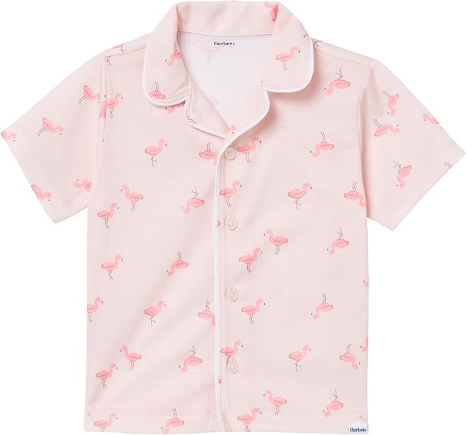 Gerber Baby & Toddlers Girls 2 Piece Coat Style Pajama Short Set - Image 3