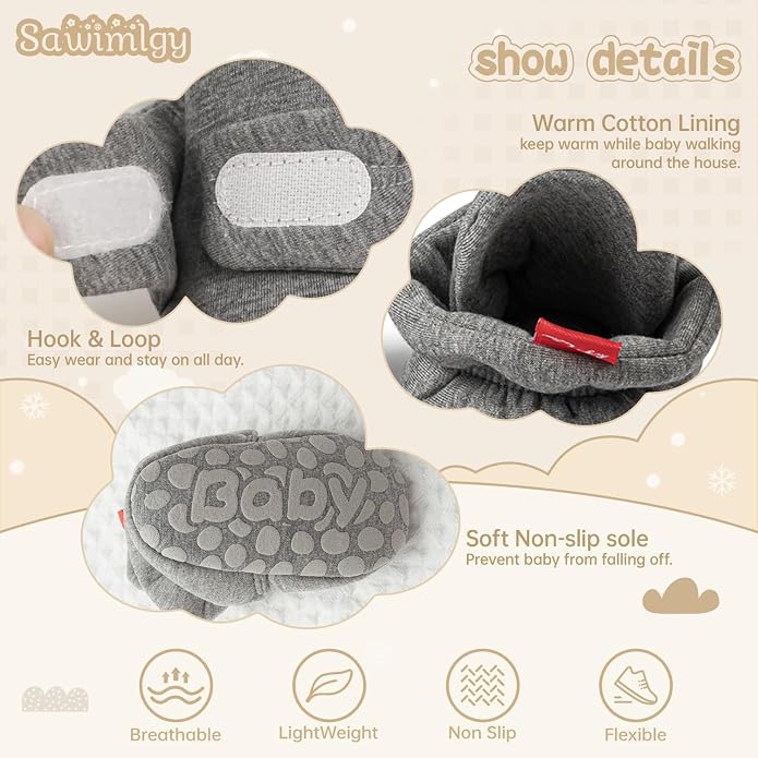 Sawimlgy Newborn Infant Baby Girl Boy Cotton Booties Stay On Sock Slippers Soft - Image 5
