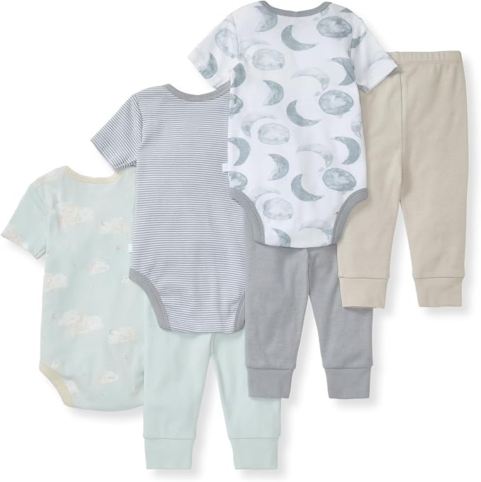 Burt Bees - 6Pk Baby Girl Organic Cotton Bodysuit & Pant Set, Ranunculus - Image 2