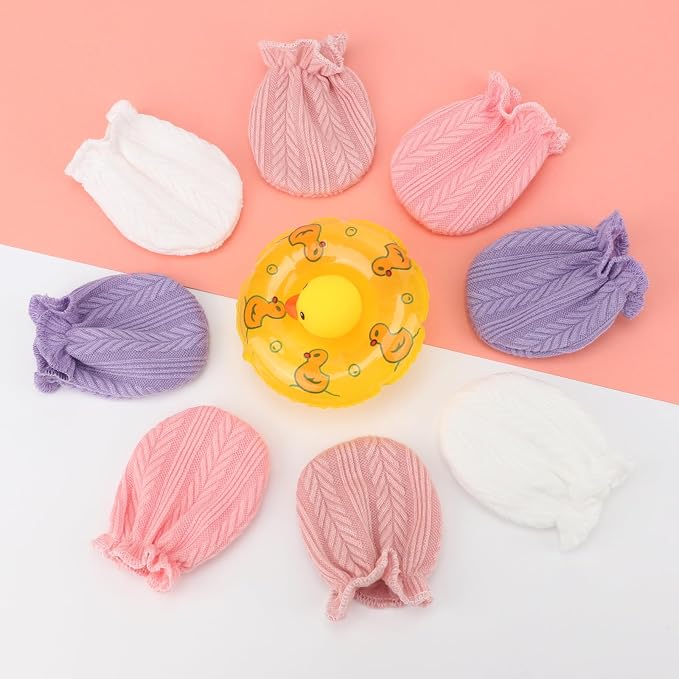 BQUBO Newborn Infant Toddler Mittens No Scratch Cotton Elastic Wrist Gloves - Image 4