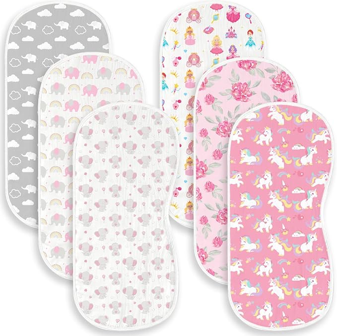 6 Pack Pink Burp Cloths Baby Boys Girls by Spriggenix