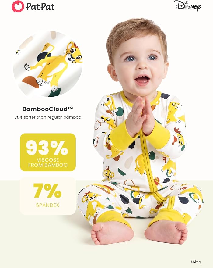 Disney Baby Viscose Made from Bamboo 2-Way Zipper Footie Outfit NB to Inf - Image 4