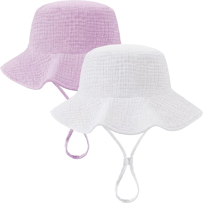 Muslin Baby Sun Hat Sun Protection Baby Toddler Bucket Hats by HONGTEYA