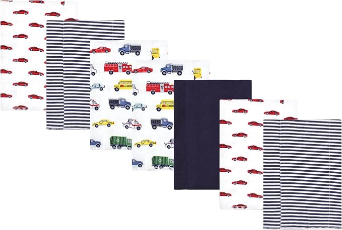 Luvable Friends Hudson Baby Flannel Burp Cloths 7pk, Travel Adventures by Luvable+Friends