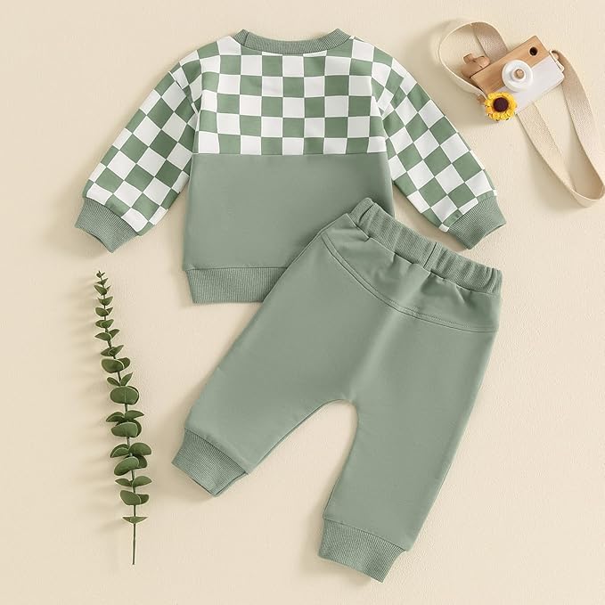 Toddler Baby Boy Fall Outfits Long Sleeve Crew Neck Pullover Sweatshirt + Jogger Pants Set Infant Winter Clothes