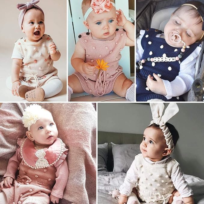 Simplee kids Baby Girl Romper, Sleeveless Pompoms Square Neck | Soft Breathable - Image 3