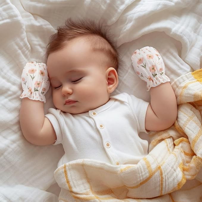 Chicingyou Muslin Baby Mittens for Newborn 100% Cotton No Scratch Boho/Mallard - Image 6