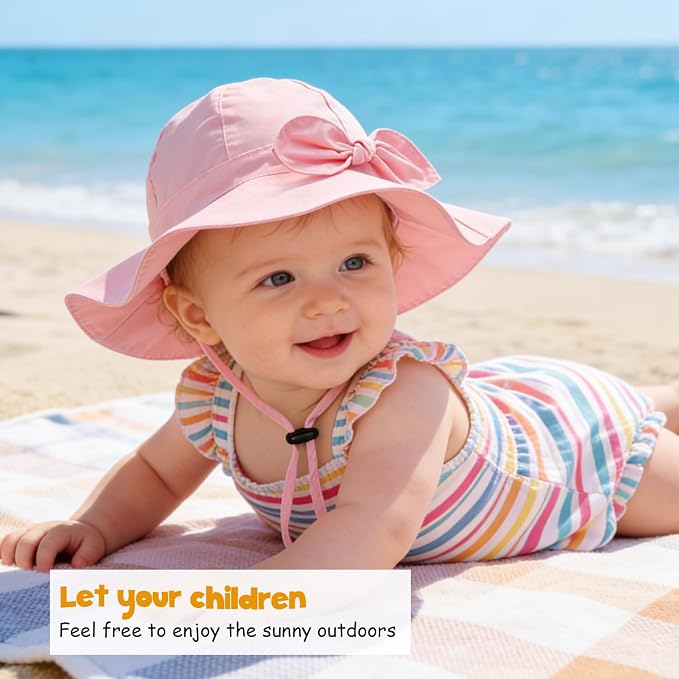 Baby Girl Sun Hat with UPF 50+ Outdoor Adjustable Beach Hat with Wide Brim - Image 3