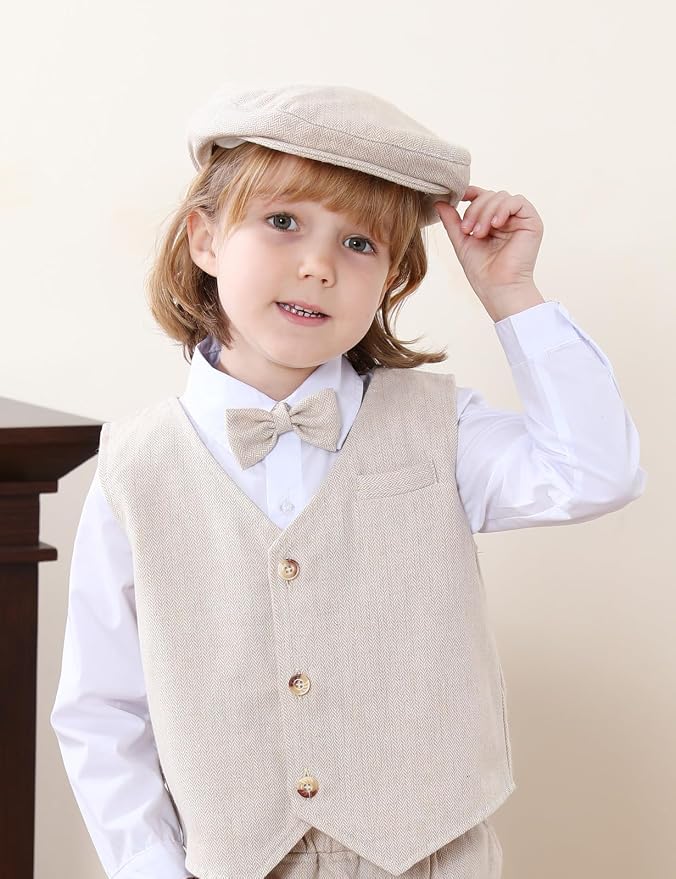 A&J DESIGN Baby Boys Newsboy Cap Toddler Kids Tweed Vintage Flat Hat - Image 4