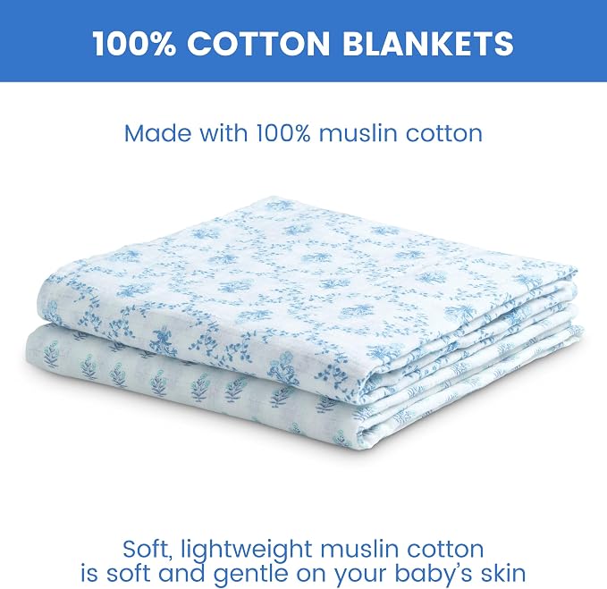 Delta Children 100% Cotton Muslin Baby Receiving Blankets - Image 3